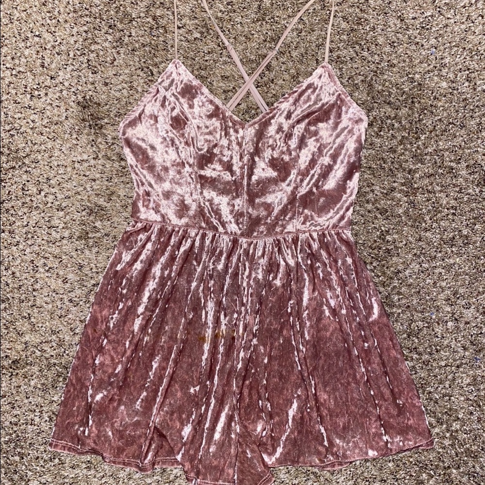 Pink Crushed Velvet Romper